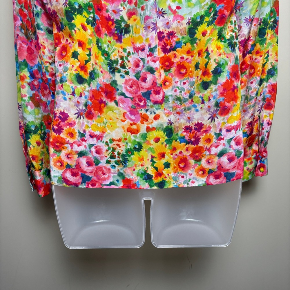 Alice Olivia Multicolor Silk Garden Floral Long Sleeve Button Up Shirt Womens XS - Picture 7 of 9